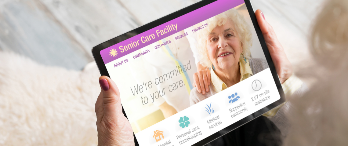 Generic Senior Care Facility website on a device